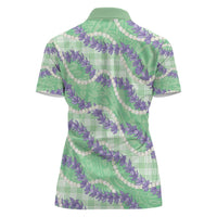 Pastel Green Hawaii Palaka Honohono Pikake Women Polo Shirt Hawaiian Orchid Lei Polynesian Pattern LT14 - Polynesian Pride