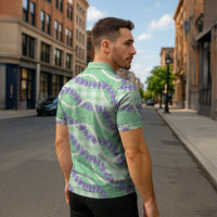Pastel Green Hawaii Palaka Honohono Pikake Zipper Polo Shirt Hawaiian Orchid Lei Polynesian Pattern - Polynesian Pride