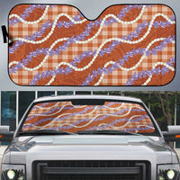 Orange Hawaii Palaka Honohono Pikake Auto Sun Shade Hawaiian Orchid Lei Polynesian Pattern - Polynesian Pride