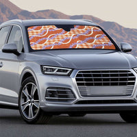 Orange Hawaii Palaka Honohono Pikake Auto Sun Shade Hawaiian Orchid Lei Polynesian Pattern - Polynesian Pride