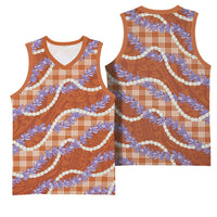 Orange Hawaii Palaka Honohono Pikake Basketball Jersey Hawaiian Orchid Lei Polynesian Pattern LT14 - Polynesian Pride