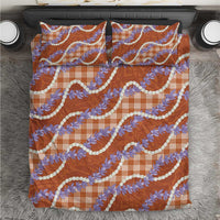 Orange Hawaii Palaka Honohono Pikake Bedding Set Hawaiian Orchid Lei Polynesian Pattern - Polynesian Pride