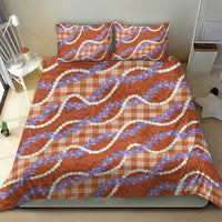 Orange Hawaii Palaka Honohono Pikake Bedding Set Hawaiian Orchid Lei Polynesian Pattern - Polynesian Pride