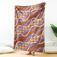 Orange Hawaii Palaka Honohono Pikake Blanket Hawaiian Orchid Lei Polynesian Pattern - Polynesian Pride