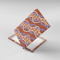 Orange Hawaii Palaka Honohono Pikake Canvas Wall Art Hawaiian Orchid Lei Polynesian Pattern - Polynesian Pride