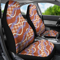 Orange Hawaii Palaka Honohono Pikake Car Seat Cover Hawaiian Orchid Lei Polynesian Pattern - Polynesian Pride