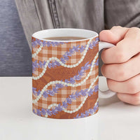 Orange Hawaii Palaka Honohono Pikake Ceramic Mug Hawaiian Orchid Lei Polynesian Pattern - Polynesian Pride