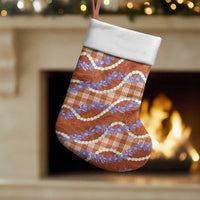 Orange Hawaii Palaka Honohono Pikake Christmas Stocking Hawaiian Orchid Lei Polynesian Pattern - Polynesian Pride