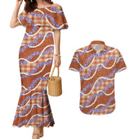 Orange Hawaii Palaka Honohono Pikake Couples Matching Mermaid Dress and Hawaiian Shirt Hawaiian Orchid Lei Polynesian Pattern LT14 Orange - Polynesian Pride