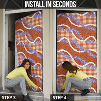 Orange Hawaii Palaka Honohono Pikake Door Cover Hawaiian Orchid Lei Polynesian Pattern - Polynesian Pride