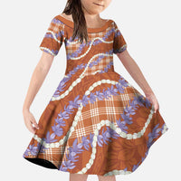 Orange Hawaii Palaka Honohono Pikake Family Matching Long Sleeve Bodycon Dress and Hawaiian Shirt Hawaiian Orchid Lei Polynesian Pattern LT14 Daughter's Dress Orange - Polynesian Pride
