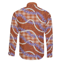 Orange Hawaii Palaka Honohono Pikake Family Matching Long Sleeve Bodycon Dress and Hawaiian Shirt Hawaiian Orchid Lei Polynesian Pattern LT14 - Polynesian Pride