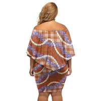Orange Hawaii Palaka Honohono Pikake Family Matching Off Shoulder Short Dress and Hawaiian Shirt Hawaiian Orchid Lei Polynesian Pattern LT14 - Polynesian Pride