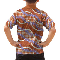 Orange Hawaii Palaka Honohono Pikake Family Matching Short Sleeve Bodycon Dress and Hawaiian Shirt Hawaiian Orchid Lei Polynesian Pattern LT14 - Polynesian Pride