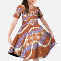 Orange Hawaii Palaka Honohono Pikake Family Matching Short Sleeve Bodycon Dress and Hawaiian Shirt Hawaiian Orchid Lei Polynesian Pattern LT14 Daughter's Dress Orange - Polynesian Pride