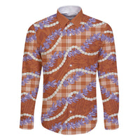 Orange Hawaii Palaka Honohono Pikake Family Matching Short Sleeve Bodycon Dress and Hawaiian Shirt Hawaiian Orchid Lei Polynesian Pattern - Polynesian Pride