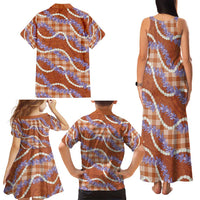 Orange Hawaii Palaka Honohono Pikake Family Matching Tank Maxi Dress and Hawaiian Shirt Hawaiian Orchid Lei Polynesian Pattern LT14 - Polynesian Pride
