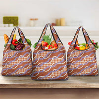 Orange Hawaii Palaka Honohono Pikake Grocery Bag Hawaiian Orchid Lei Polynesian Pattern - Polynesian Pride