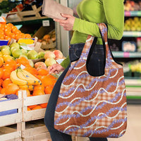 Orange Hawaii Palaka Honohono Pikake Grocery Bag Hawaiian Orchid Lei Polynesian Pattern - Polynesian Pride