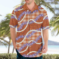 Orange Hawaii Palaka Honohono Pikake Hawaiian Shirt Hawaiian Orchid Lei Polynesian Pattern - Polynesian Pride