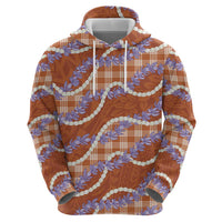 Orange Hawaii Palaka Honohono Pikake Hoodie Hawaiian Orchid Lei Polynesian Pattern - Polynesian Pride