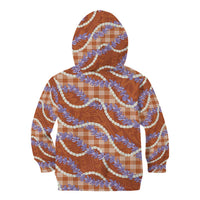 Orange Hawaii Palaka Honohono Pikake Kid Hoodie Hawaiian Orchid Lei Polynesian Pattern - Polynesian Pride