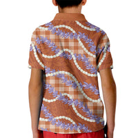 Orange Hawaii Palaka Honohono Pikake Kid Polo Shirt Hawaiian Orchid Lei Polynesian Pattern - Polynesian Pride