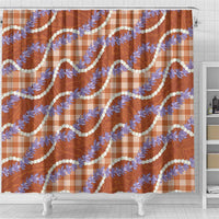 Orange Hawaii Palaka Honohono Pikake Shower Curtain Hawaiian Orchid Lei Polynesian Pattern - Polynesian Pride