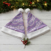 Purple Hawaii Palaka Honohono Pikake Christmas Santa Hat Hawaiian Orchid Lei Polynesian Pattern - Polynesian Pride