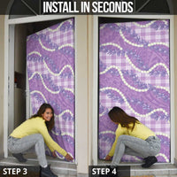 Purple Hawaii Palaka Honohono Pikake Door Cover Hawaiian Orchid Lei Polynesian Pattern - Polynesian Pride