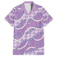 Purple Hawaii Palaka Honohono Pikake Family Matching Long Sleeve Bodycon Dress and Hawaiian Shirt Hawaiian Orchid Lei Polynesian Pattern LT14 Dad's Shirt - Short Sleeve Purple - Polynesian Pride