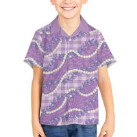 Purple Hawaii Palaka Honohono Pikake Family Matching Mermaid Dress and Hawaiian Shirt Hawaiian Orchid Lei Polynesian Pattern LT14 - Polynesian Pride