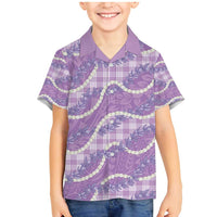 Purple Hawaii Palaka Honohono Pikake Family Matching Mermaid Dress and Hawaiian Shirt Hawaiian Orchid Lei Polynesian Pattern - Polynesian Pride