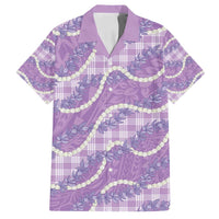 Purple Hawaii Palaka Honohono Pikake Family Matching Off Shoulder Maxi Dress and Hawaiian Shirt Hawaiian Orchid Lei Polynesian Pattern LT14 Dad's Shirt - Short Sleeve Purple - Polynesian Pride