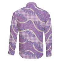 Purple Hawaii Palaka Honohono Pikake Family Matching Off Shoulder Maxi Dress and Hawaiian Shirt Hawaiian Orchid Lei Polynesian Pattern LT14 - Polynesian Pride