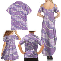 Purple Hawaii Palaka Honohono Pikake Family Matching Summer Maxi Dress and Hawaiian Shirt Hawaiian Orchid Lei Polynesian Pattern LT14 - Polynesian Pride