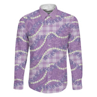 Purple Hawaii Palaka Honohono Pikake Family Matching Tank Maxi Dress and Hawaiian Shirt Hawaiian Orchid Lei Polynesian Pattern LT14 Dad's Shirt - Long Sleeve Purple - Polynesian Pride