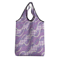 Purple Hawaii Palaka Honohono Pikake Grocery Bag Hawaiian Orchid Lei Polynesian Pattern - Polynesian Pride