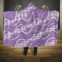 Purple Hawaii Palaka Honohono Pikake Hooded Blanket Hawaiian Orchid Lei Polynesian Pattern - Polynesian Pride