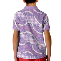 Purple Hawaii Palaka Honohono Pikake Kid Polo Shirt Hawaiian Orchid Lei Polynesian Pattern - Polynesian Pride