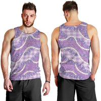 Purple Hawaii Palaka Honohono Pikake Men Tank Top Hawaiian Orchid Lei Polynesian Pattern - Polynesian Pride