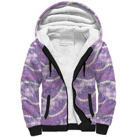 Purple Hawaii Palaka Honohono Pikake Sherpa Hoodie Hawaiian Orchid Lei Polynesian Pattern - Polynesian Pride