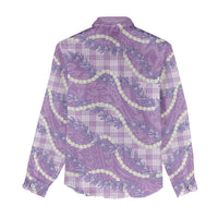 Purple Hawaii Palaka Honohono Pikake Women Casual Shirt Hawaiian Orchid Lei Polynesian Pattern - Polynesian Pride
