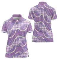 Purple Hawaii Palaka Honohono Pikake Women Polo Shirt Hawaiian Orchid Lei Polynesian Pattern - Polynesian Pride
