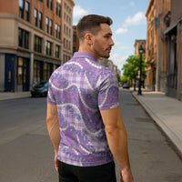 Purple Hawaii Palaka Honohono Pikake Zipper Polo Shirt Hawaiian Orchid Lei Polynesian Pattern - Polynesian Pride