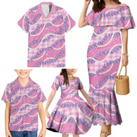 Pink Hawaii Palaka Honohono Pikake Family Matching Mermaid Dress and Hawaiian Shirt Hawaiian Orchid Lei Polynesian Pattern LT14 - Polynesian Pride