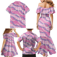 Pink Hawaii Palaka Honohono Pikake Family Matching Mermaid Dress and Hawaiian Shirt Hawaiian Orchid Lei Polynesian Pattern LT14 - Polynesian Pride