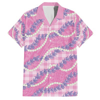 Pink Hawaii Palaka Honohono Pikake Family Matching Short Sleeve Bodycon Dress and Hawaiian Shirt Hawaiian Orchid Lei Polynesian Pattern LT14 Dad's Shirt - Short Sleeve Pink - Polynesian Pride