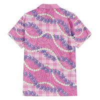 Pink Hawaii Palaka Honohono Pikake Family Matching Short Sleeve Bodycon Dress and Hawaiian Shirt Hawaiian Orchid Lei Polynesian Pattern LT14 - Polynesian Pride