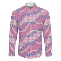 Pink Hawaii Palaka Honohono Pikake Family Matching Short Sleeve Bodycon Dress and Hawaiian Shirt Hawaiian Orchid Lei Polynesian Pattern LT14 Dad's Shirt - Long Sleeve Pink - Polynesian Pride